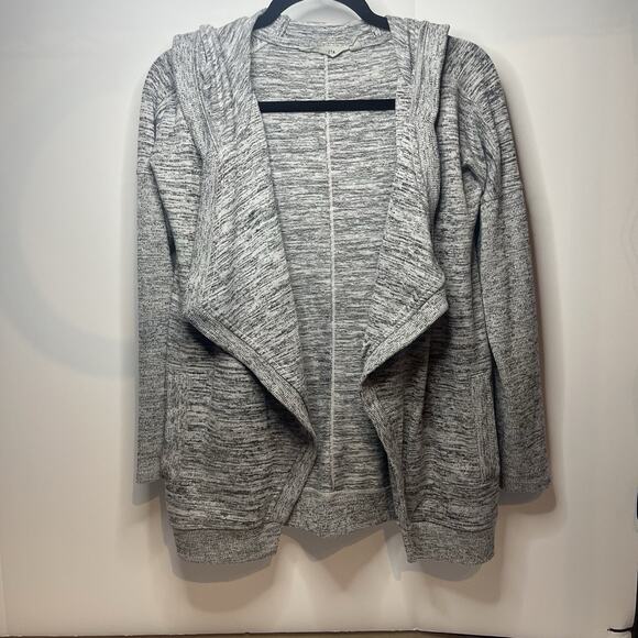 Athleta Grey Hooded Cardigan Womens Small athletic athleisure comfort casual - Picture 1 of 6